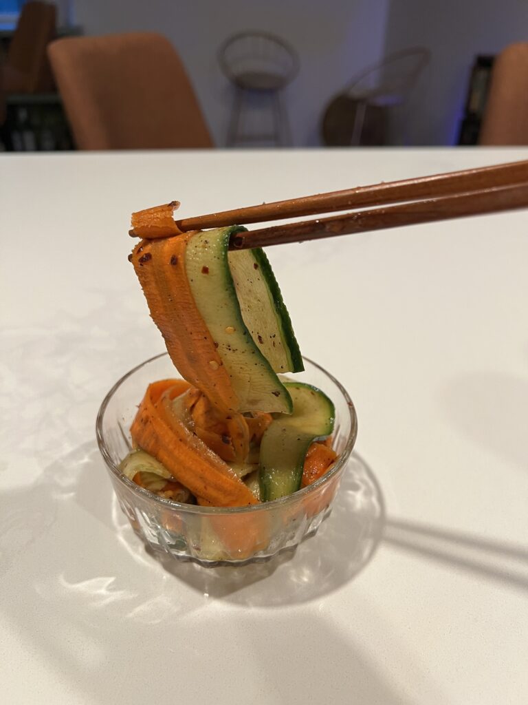 raw spicy cucumber carrot salad
