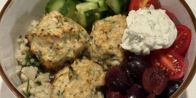 Greek Chicken Meatball Bowl recipe