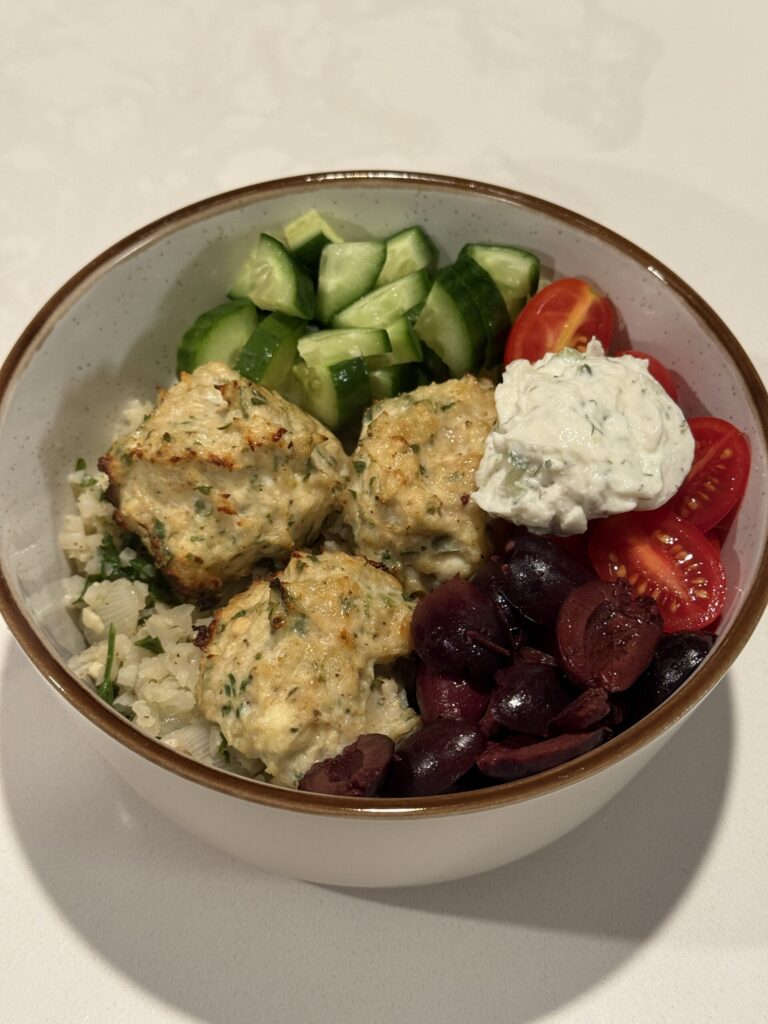 Greek Chicken Meatball Bowl