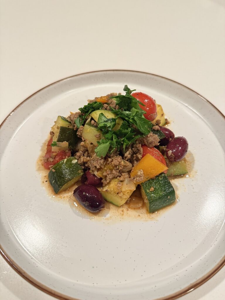 Mediterranean Ground Beef Stirfry